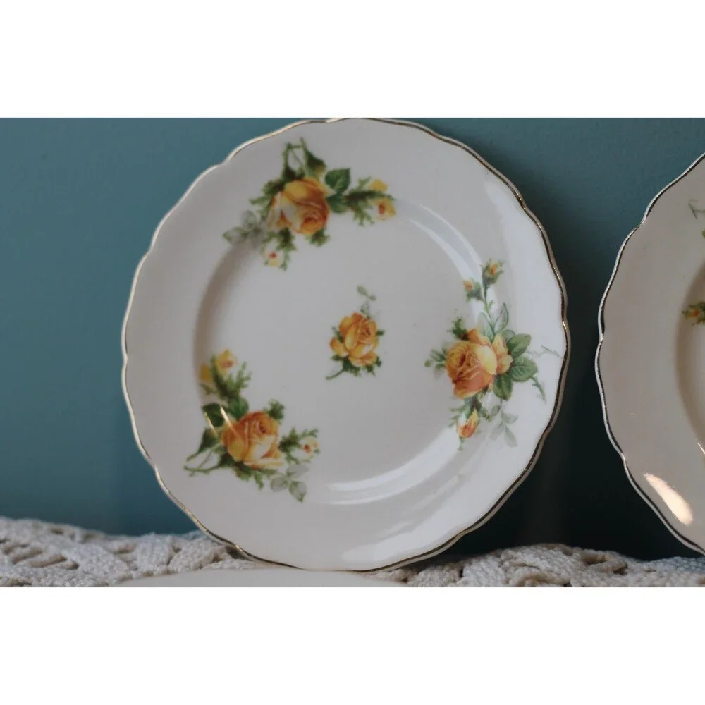 Canonsburg Yellow Rose Bread & Butter Plates 